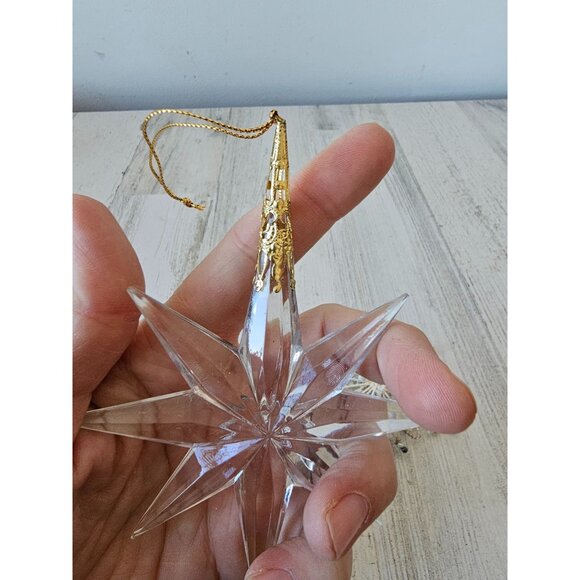 Vintage silver snowflake‎ beaded ornament star Xmas tree star with a gold top - Picture 5 of 11